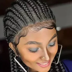 Perruque Synthétique Longue avec 11 Tresses pour Femme Noire, Perruques Frontales en Dentelle, Boîte Cornrow, Tressée, Degré de Chaleur, 360