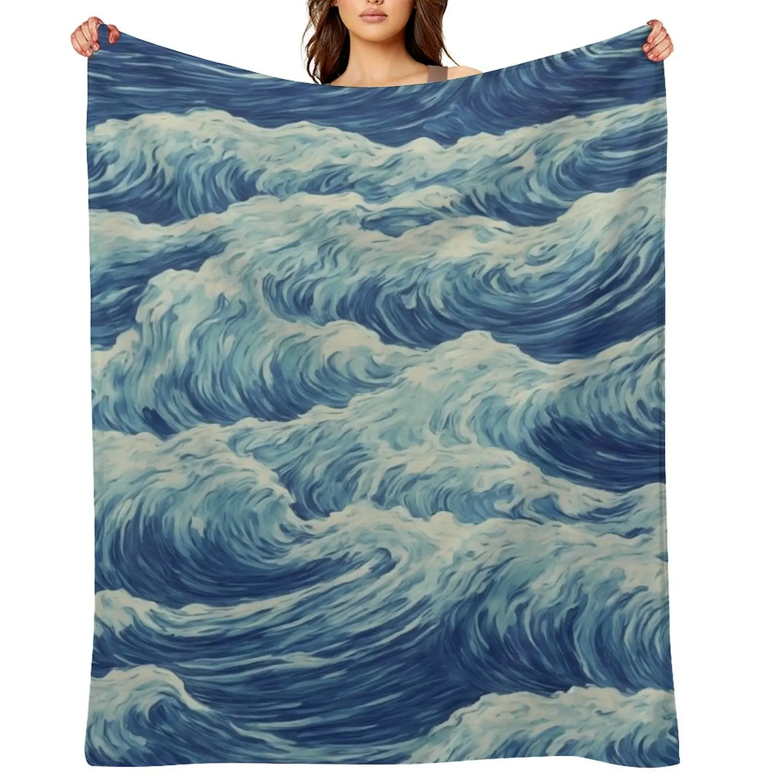 

Sea Waves Throw Blanket Beach halloween Single Luxury St Blankets