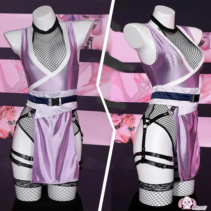 

Аниме Хьюга Хината Сексуальное женское белье Сетчатое боди с глубоким V-образным вырезом и маской и носками до бедра Косплей Костюм yi;4