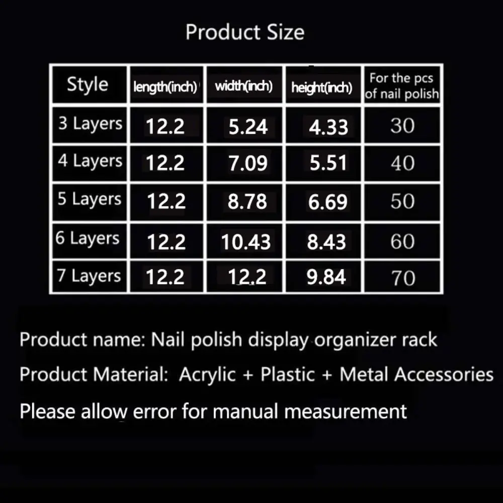 3/4/5/6/7 Layers Nail Polish Display Stand Clear Acrylic Collection Display Rack Transparent Multi-layer