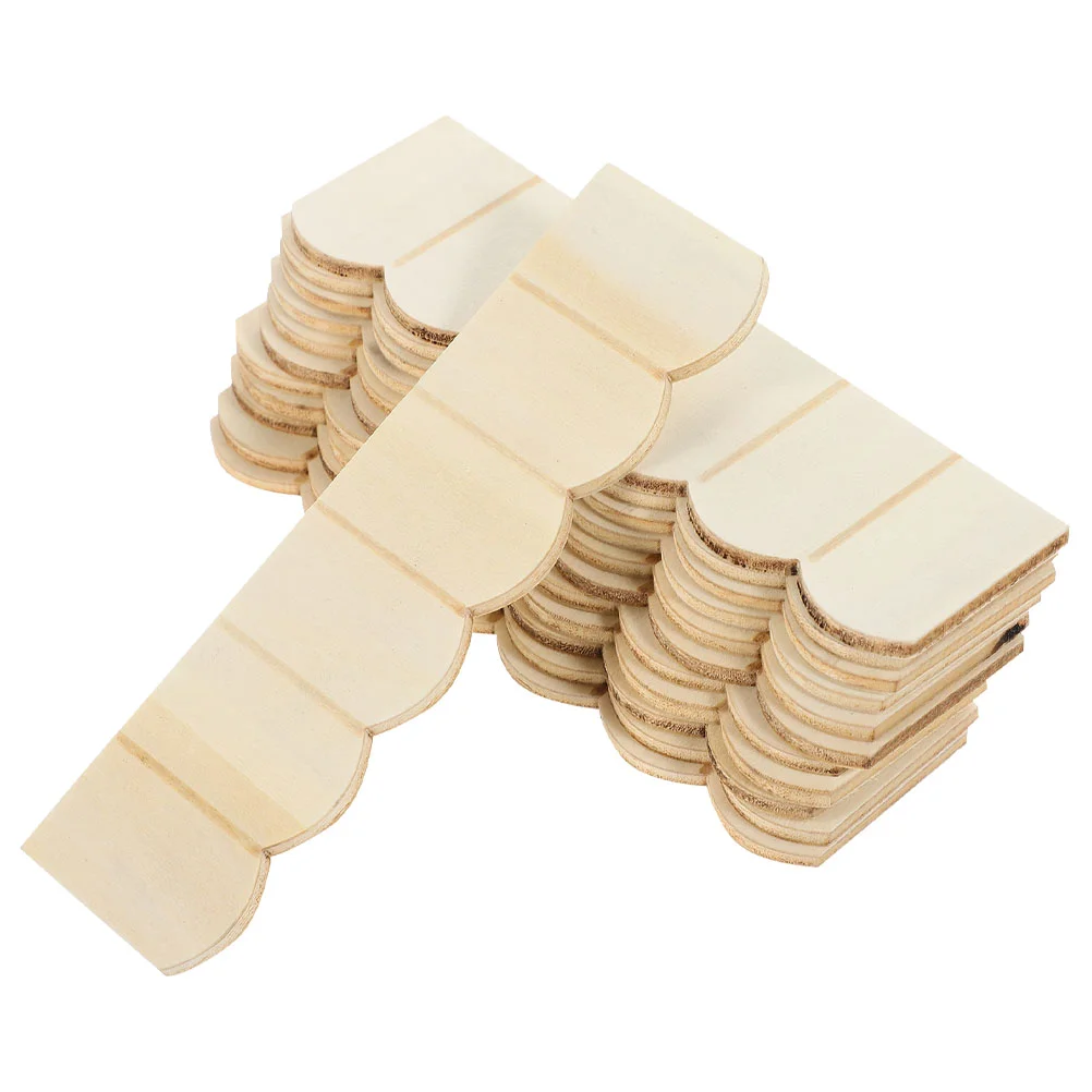 24 Pcs Dollhouse Tiles Tiny Accessories Roof Model Dolls Furniture Wooden Birch Decor Miniature