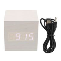 Electronic Alarm Clock USB LED Desk Wooden Dual Display Temperature Bedside for Kids