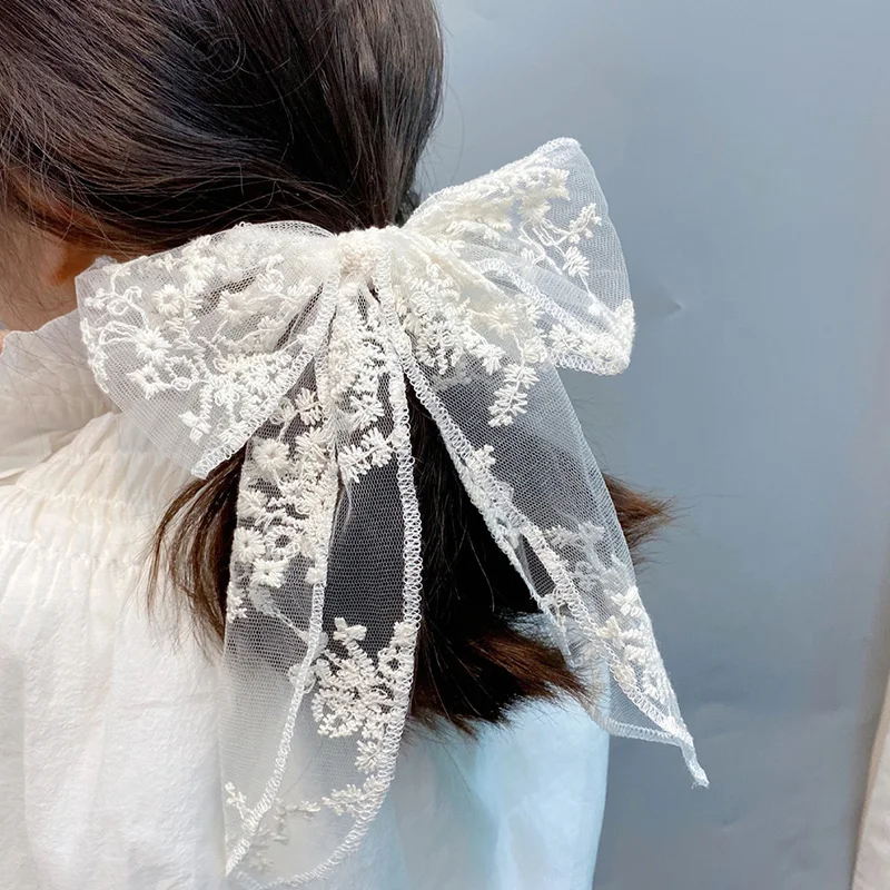 Jepit Rambut Renda Jepit Rambut Jepit Rambut Hitam Putih Simpul Pita Rambut Wanita Antik Ornamen Rambut Bunga Aksesori Rambut Mode