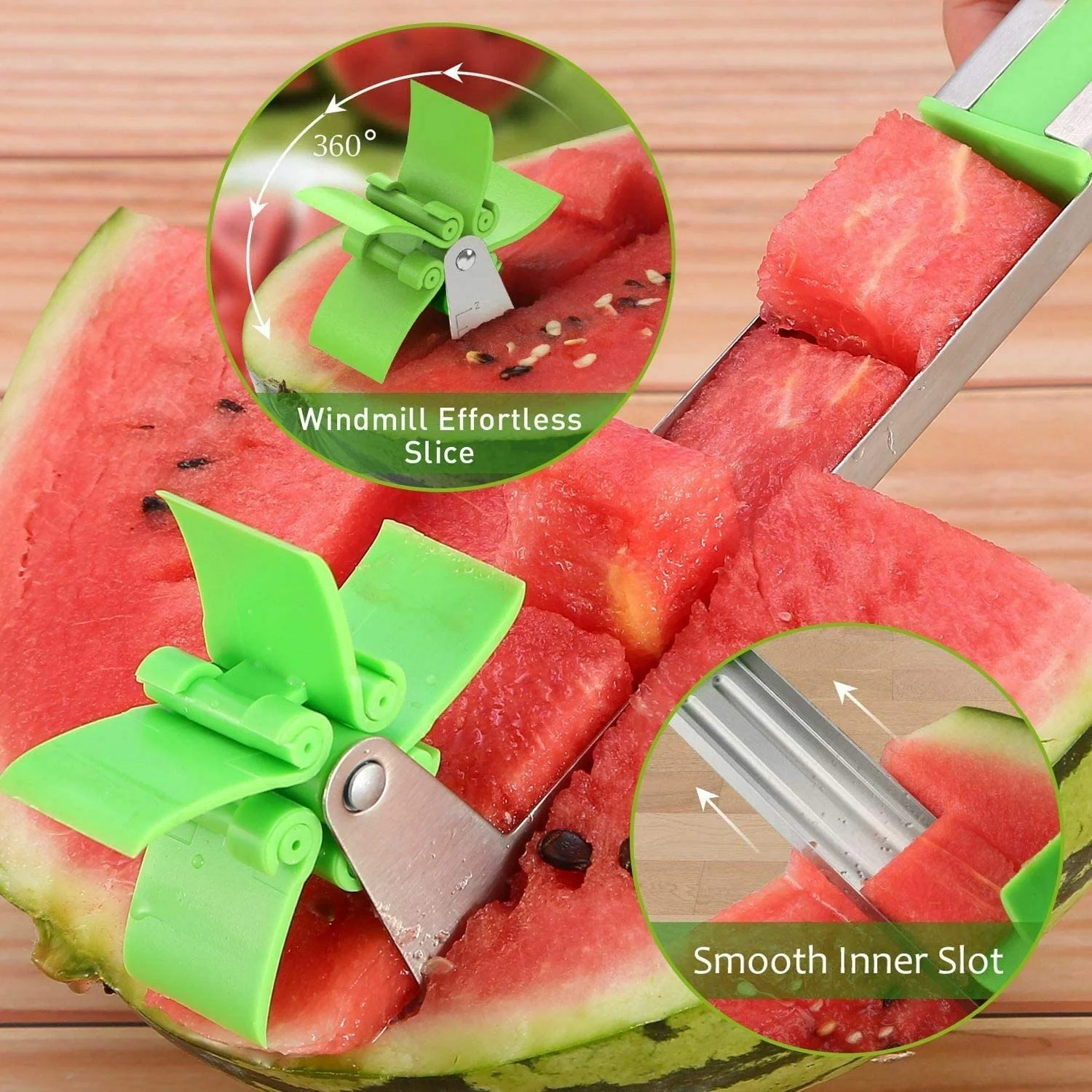 Stainless Steel Watermelon Slicer Cutter Windmill Shape Design Kitchen Gadgets Salad Fruit Slicer Cutter Tool