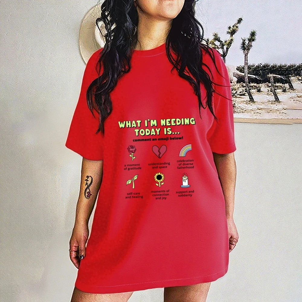 

Women's Y2K Cotton Tee WHAT I'M NEEDING TODAY PrintCutecore Self - Care VibeTrendyCasual Top Comfortable Daily Wear