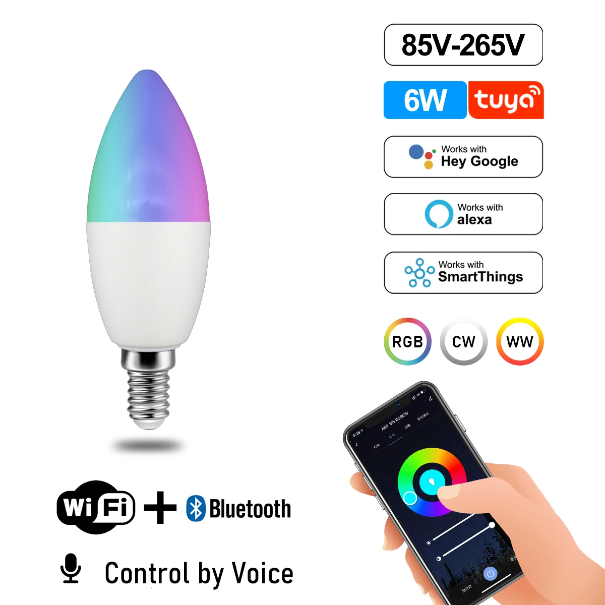 Voice Control 10w RGBCW WIFI Smart GU10 Light Bulb Dimmable E27 B22 Wifi Led Magic Lamp AC110V 220V Work With Alexa Google Home