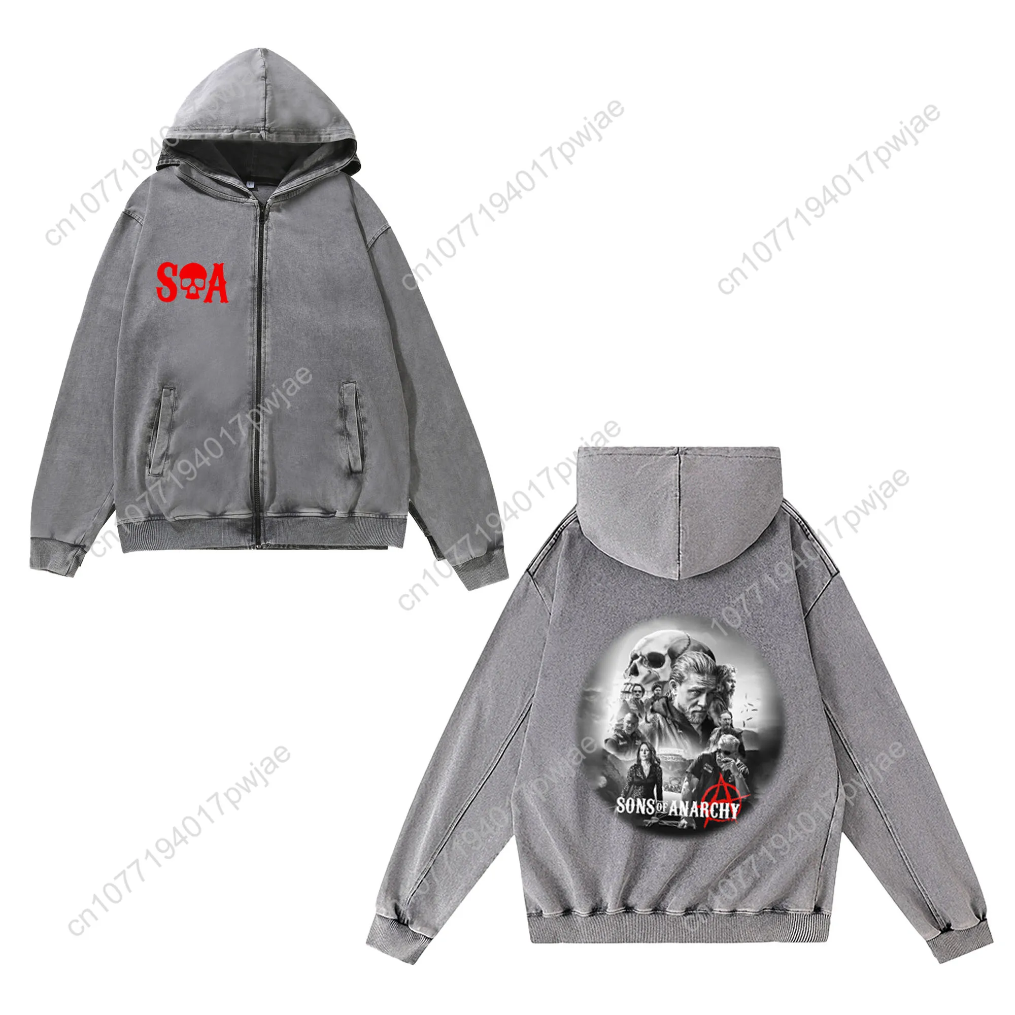 Sons Of Anarchy SOA Custom Retro Sweatshirt Mans Womans Half Zipper Vintage Sweat Shirt Photo Custom Made Tops