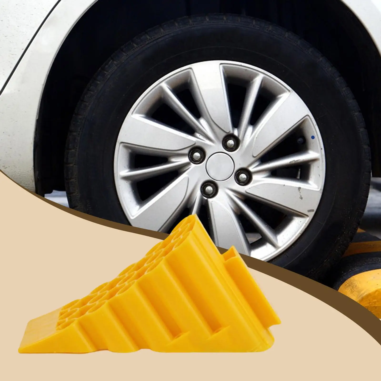 

Wheel Chock Tire Stopper Non Slip Honeycomb Design Sturdy PP Material Safety Parking Pad for Outdoor Use