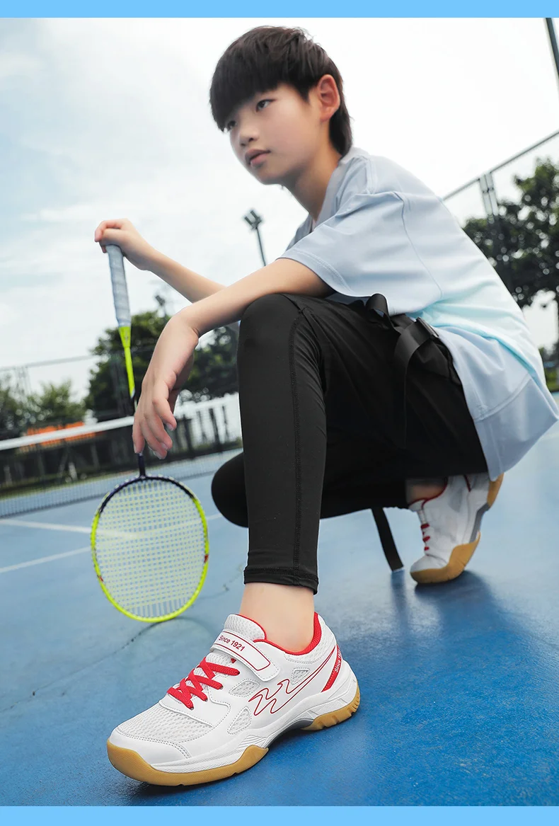 Scarpe da badminton per bambini, scarpe da ping pong per ragazzi indoor, scarpe da allenamento per tennis, scarpe da pallavolo per bambini taglie 29-38