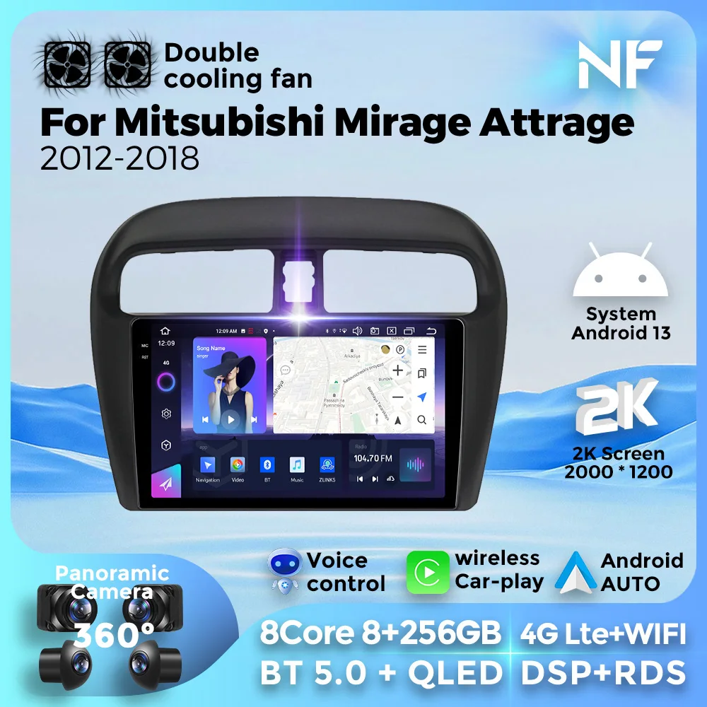 WiReless Android Auto Car Radio For MITSUBISHI Mirage Spacestar Attrage 2012-2018 Multimedia Video Player Navigation 4G Carplay