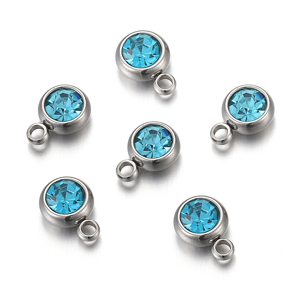 20 stuks 6mm roestvrij staal strass kralen goud kleur kristal bedels hangers voor ketting armband sieraden maken charme DIY