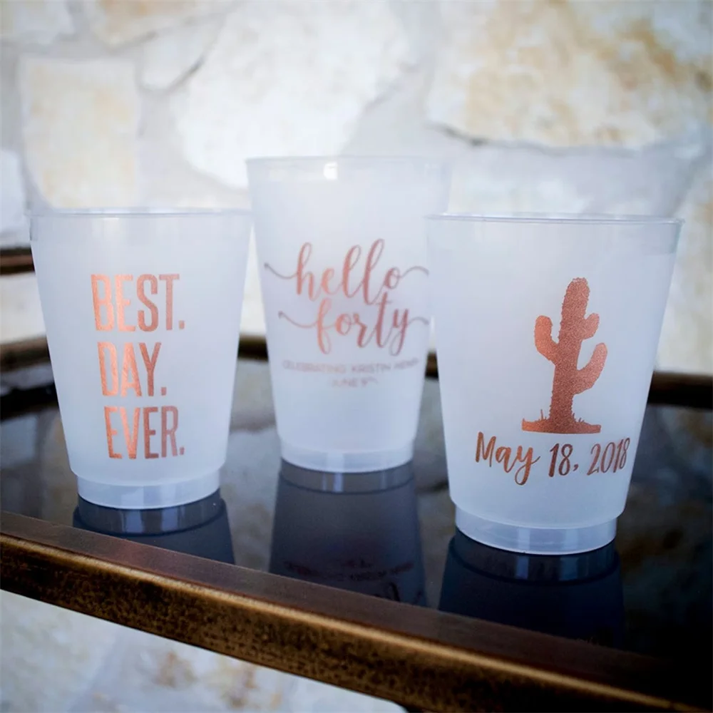 Customizable Shatterproof Frost Flex Party Cups, Personalized Signature Cocktail Frosted Plastic Cup, Custom Monogrammed Wine Fr