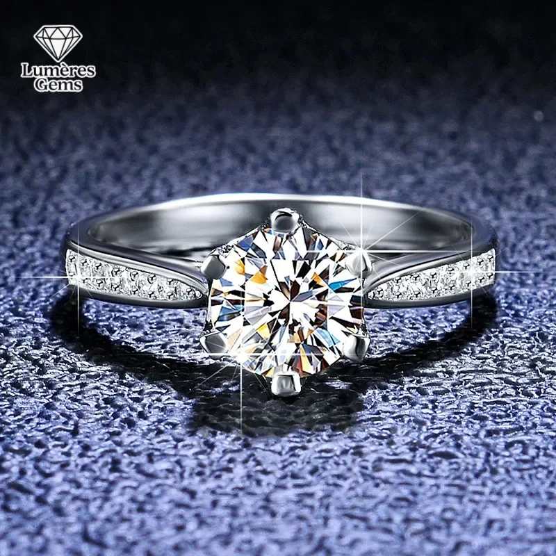 

PT950 Платиновые кольца Eternity, настоящее кольцо с муассанитом 0,5 карата 1 карат для женщин, топ D, цвет VVS1, обручальное кольцо с бриллиантами