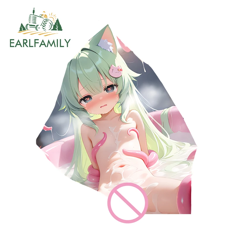 

EARLFAMILY Girls In Glass Shards Car Stickers DIY Anime Occlusion Scratch Fridge Waterproof Decal Vehicle Funny Rearview Mirror