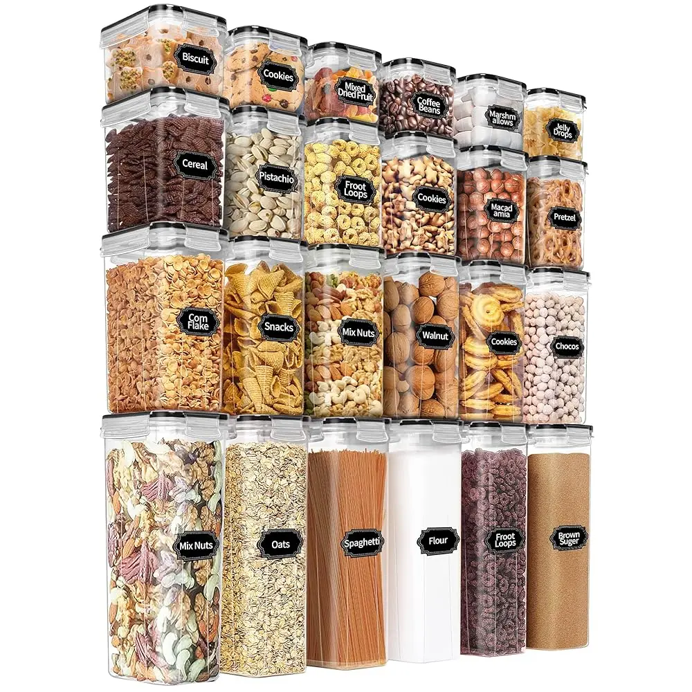 

Airtight Food Storage Containers Set With Lids - 24 Pcs, Kitchen And Pantry Organization, Plastic Leak-Proof Canisters For