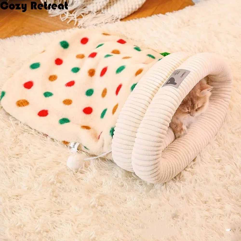 

Durable Semi-enclosed Cat Sleeping Bag Warm Windproof Cat Tunnel Nest Soft Comfortable Cat Nest Bed Apartment