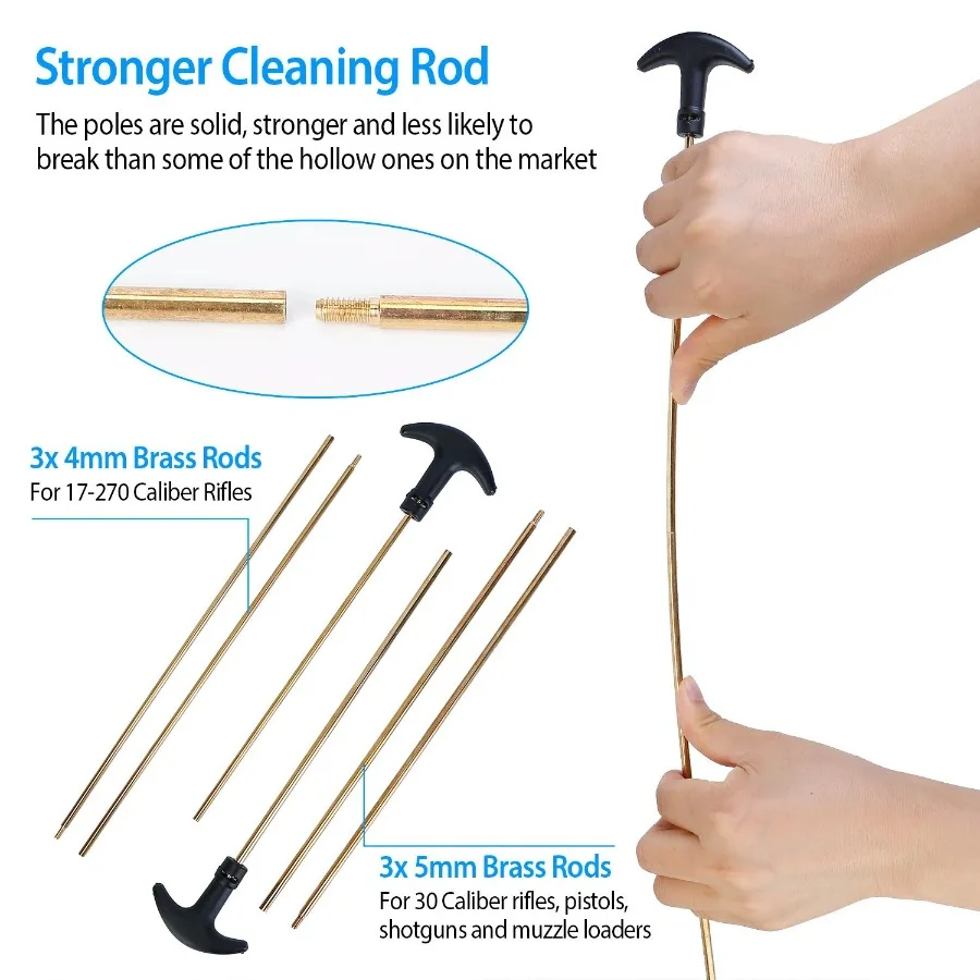 Kit de limpieza de pistola universal, cepillos de limpieza de pistola, fregonas, protector de manguito
