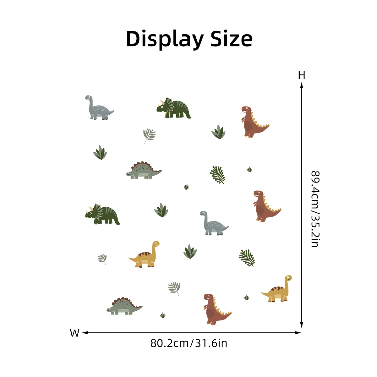 Cartoon Cute Dinosaur Leaf Animal Wall Stickers Removable for Kids Room Living Room Nursery Decoration Wall Decals