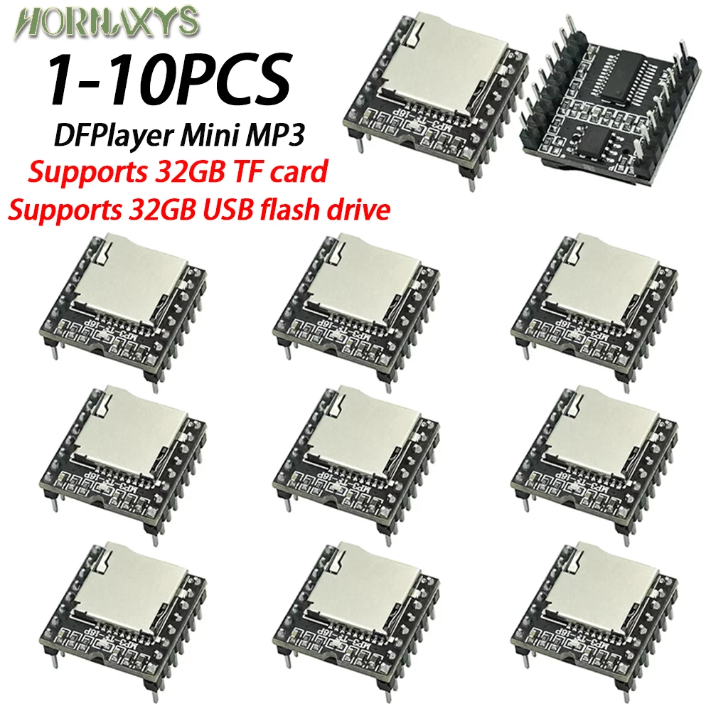 10/1pcs Dfplayer TF Card U Disk Mini MP3 DF Player Audio Voice Module IO/Serial Port/AD MP3-TF-16P For Arduino