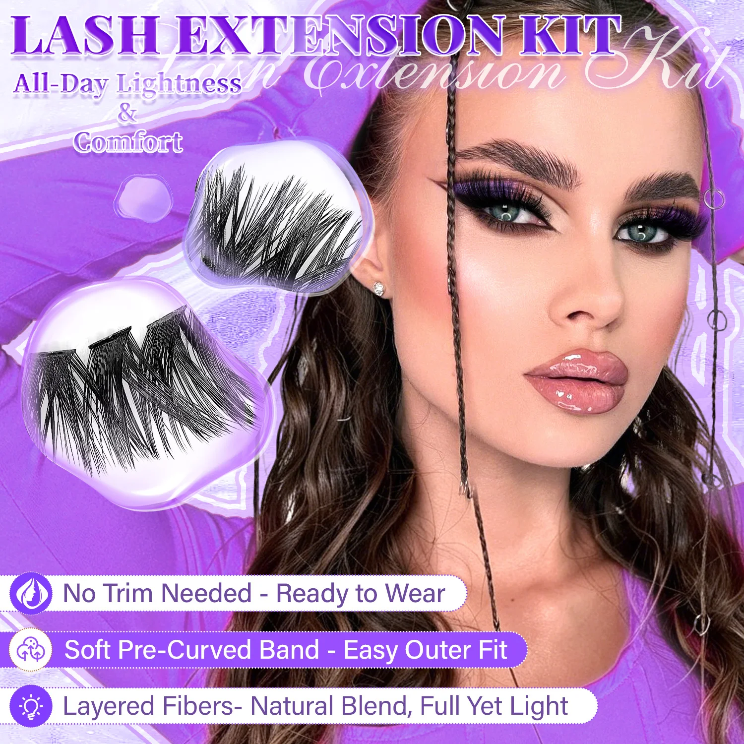 50D/60D/80D/100D Cluster-Wimpern DIY Wimpernverlängerungs-Set Wasserfeste Schlafgeeignete Künstliche Wimpern für Voluminöses Aussehen – Detail 3