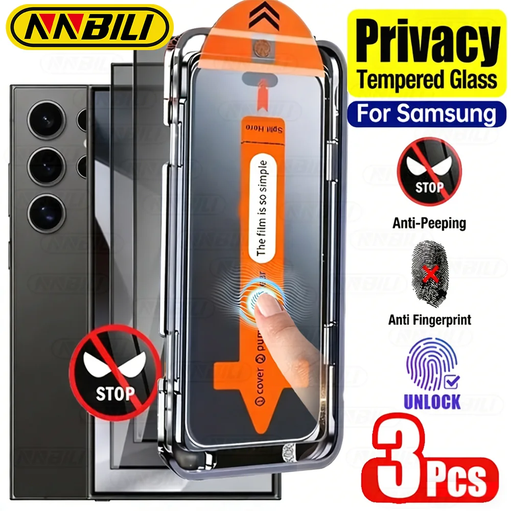 

Защитное стекло NNBILI 3 шт. с полным покрытием и функцией приватности для Samsung Galaxy S26 Ultra S25 S24 Plus, простая установка