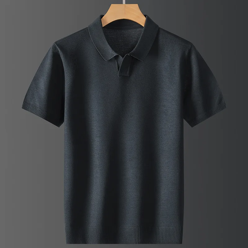 Viscose&Nylon Stretchy Luxury Polo Shirts For Men Short Sleeved Summer Quality Soft Comfortable Knitted Casual Camisas De Hombre