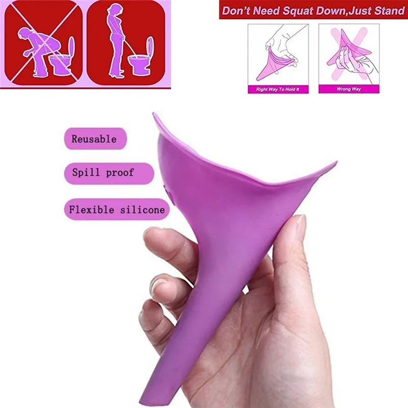 Women Urinal Outdoor Travel In Car Camping Portable Female Urinal Funnel Soft Silicone Urination Device Toilet Stand Up & Pee