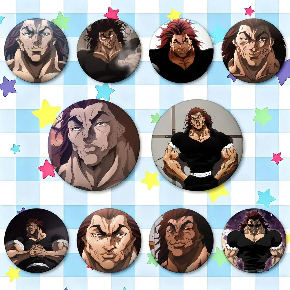 Yujiro Hanma Baki The Grappler Badges 25 32 44 58 75 Mm Round Cosplay Pin Bag Decor Fans Collect Friends Gifts Brooch Souvenir
