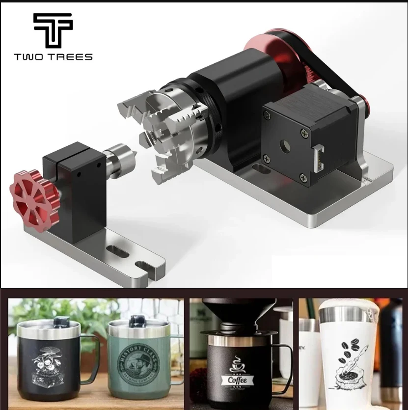 Twotrees CNC Laser Engraver Y-axis Rotary Roller Rotary Module 360° Rotating 4th -speed Adjustment Laser for Cylindrical Objects