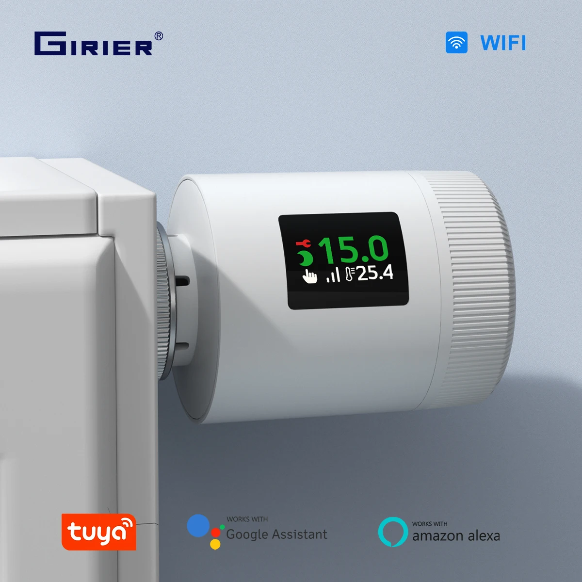 

GIRIER Tuya WiFi6 умный термостатический клапан радиатора привод термостата для контроля температуры Alexa Hey Google