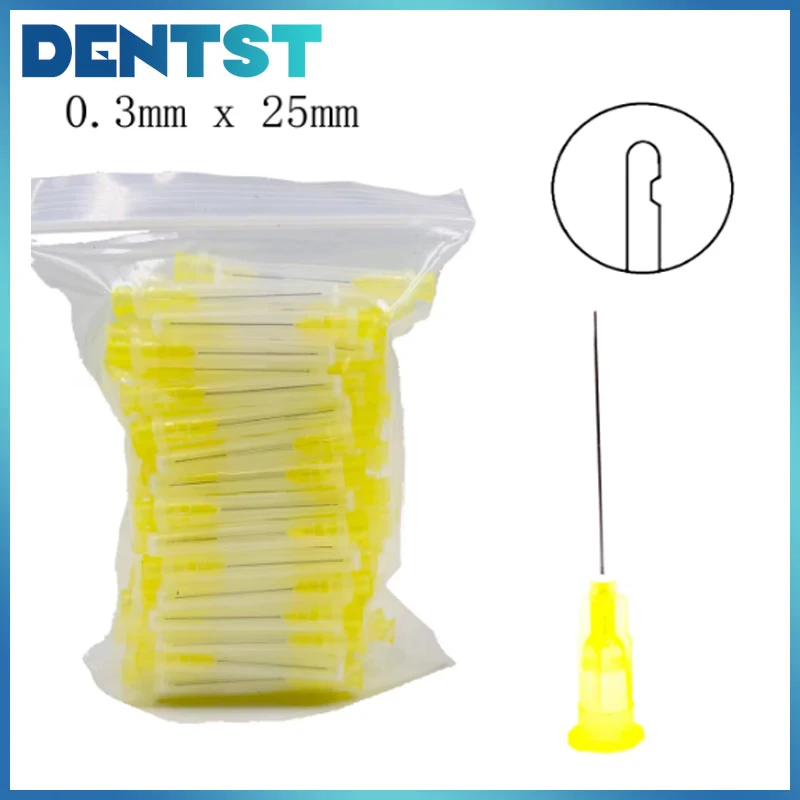 Dental Endo Irrigation Needle Tip Dental Root Canal Lateral Rinsing Needles Single Side Opening 100pcs/pack  0.4/0.3mm Size