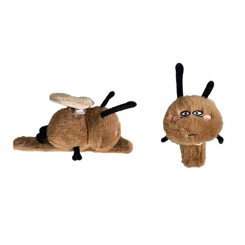 Cute Cockroach Plush Doll Clap Circle Toy Cartoon Plush Bracelet Stuffed Slap Snap Wristband Toy Funny Hand Ring Party Gifts