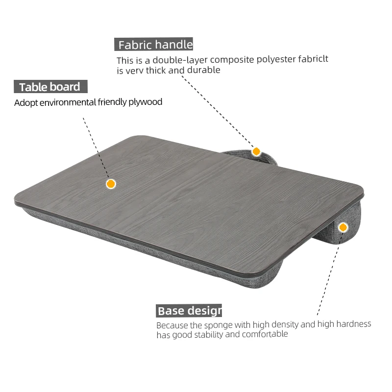 Mesa de computador portátil, compatível com laptops sob 17 polegadas, adequado para o trabalho no sofá, vem com alça acessível