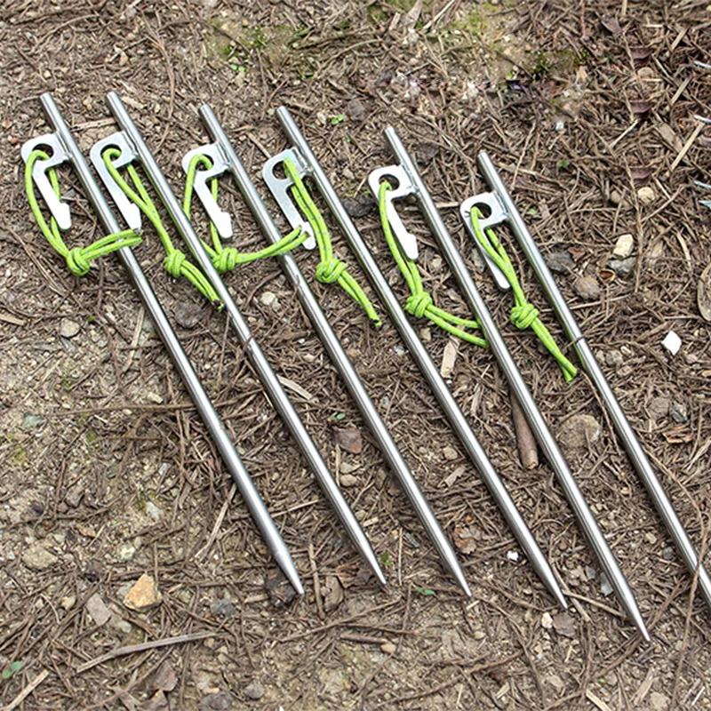 

6 шт. титановых креплений для палатки 200 мм, для кемпинга, походов, альпинизма, крепления навесов и тентов, прочный гаджет для надежного крепления палатки