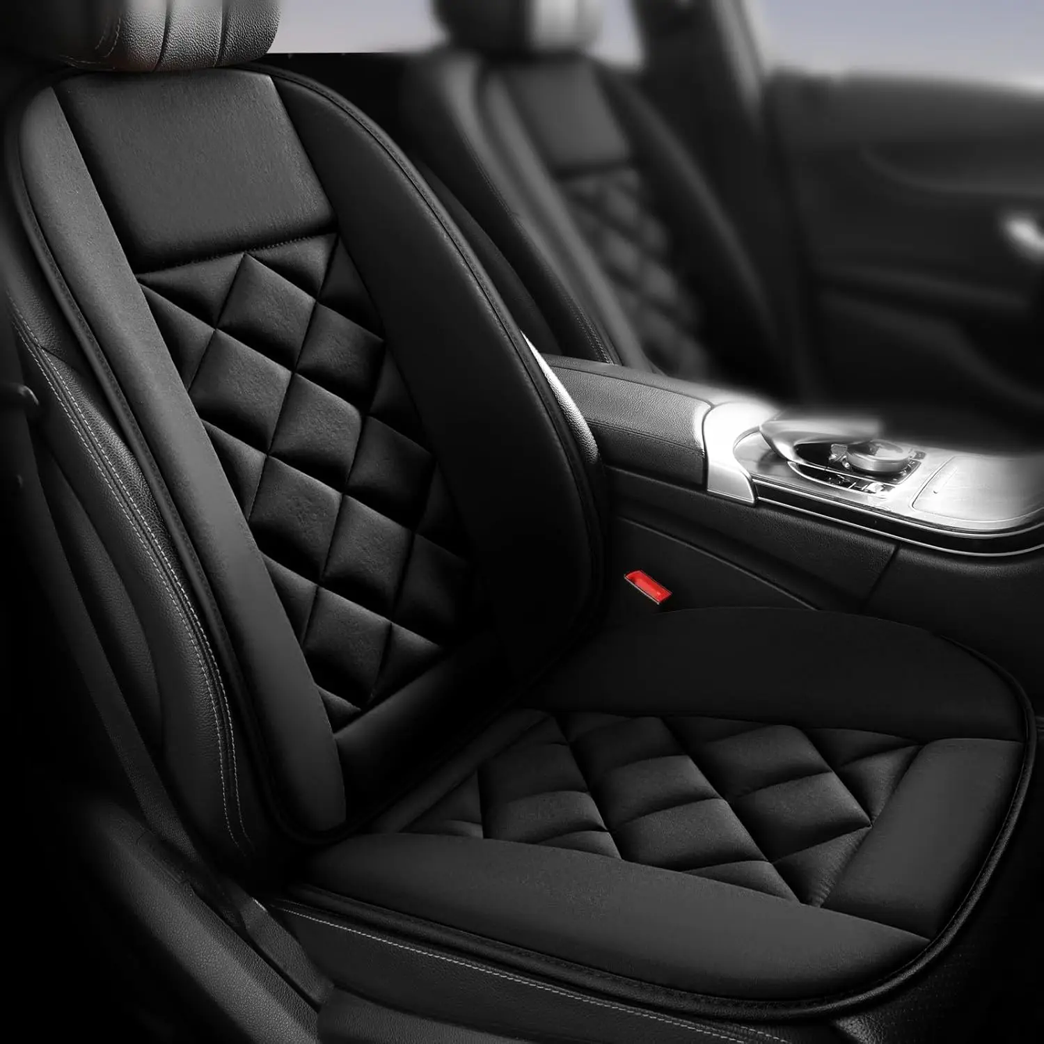 Car Seat Cushion with Back Support, Breathable Memory Foam Pad for Long Driving, Pain Relief Seat Pad for Car SUV Truck, Black