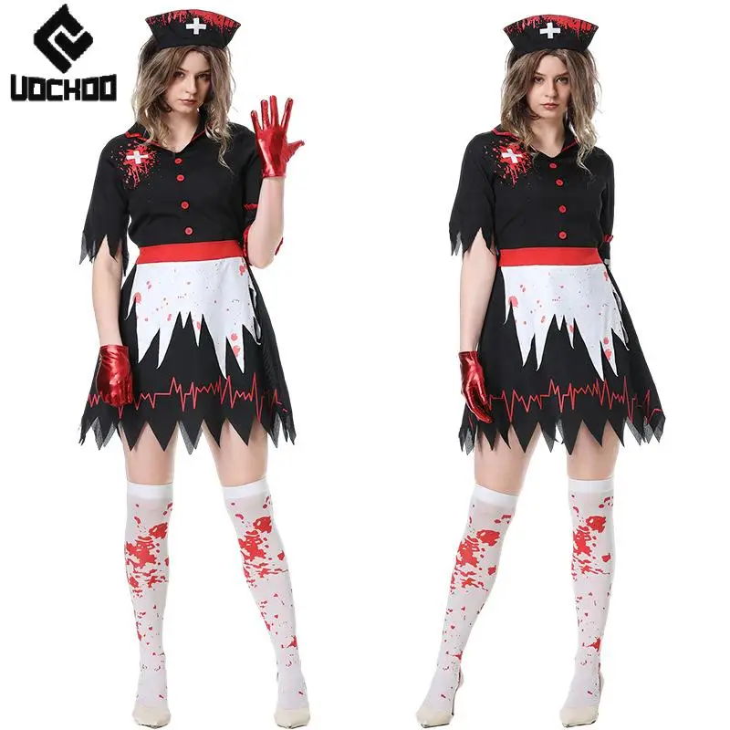 

Halloween zombie dress terrible bloody cosplay costume vampire dress suit women carnival robe festival party clothing