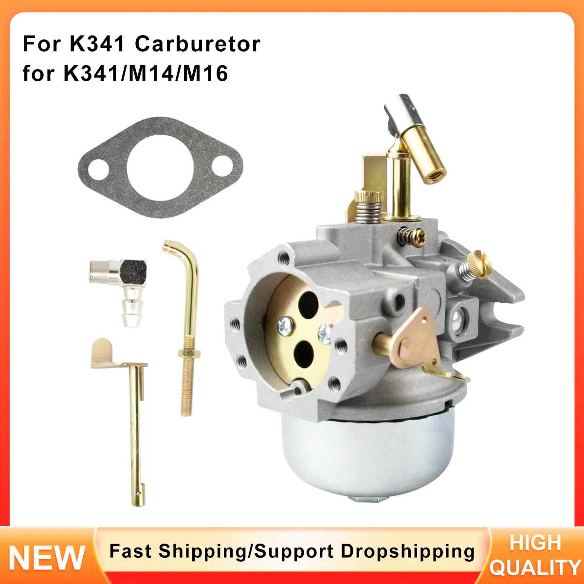 Carburetor Kit with Metal Jet & Gasket for K341 M14 M16 Engines, Replaces 23757040337