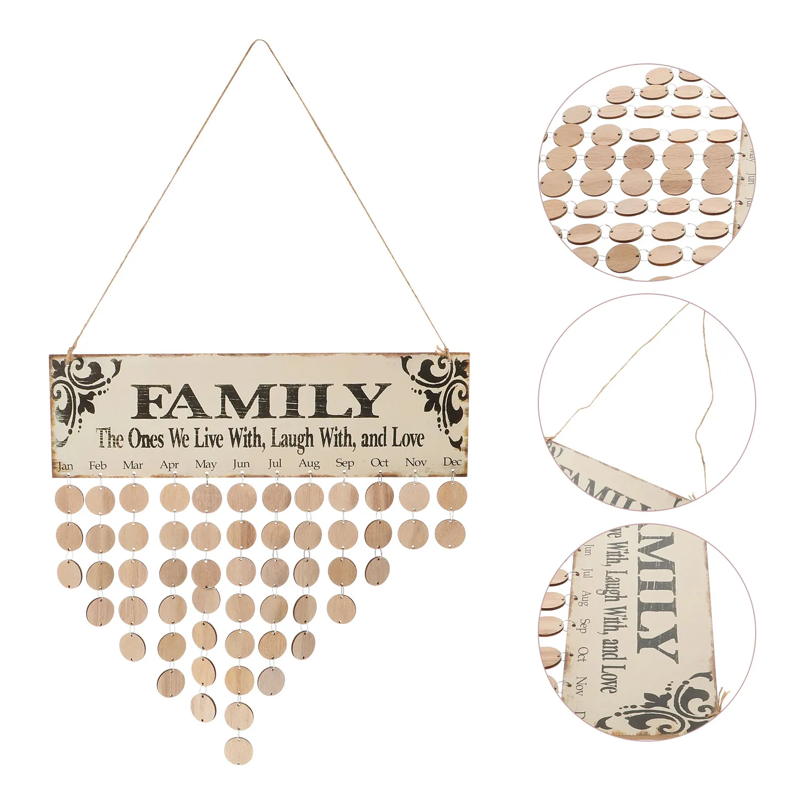 50 stuks Familie Verjaardag Bord Diy Houten Kalender Ronde Schijven Muur Decor Verjaardag Herinnering Voor Thuis Festival Feestdecoratie