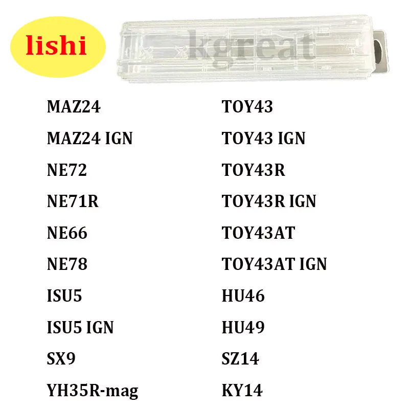 Herramienta 2 en 1 Lishi MAZ24 NE72 NE71R NE66 NE78 ISU5 SX9 YH35R-MAG TOY43 TOY43R TOY43AT HU46 HU49 SZ14 KY14 para Llaves de Auto