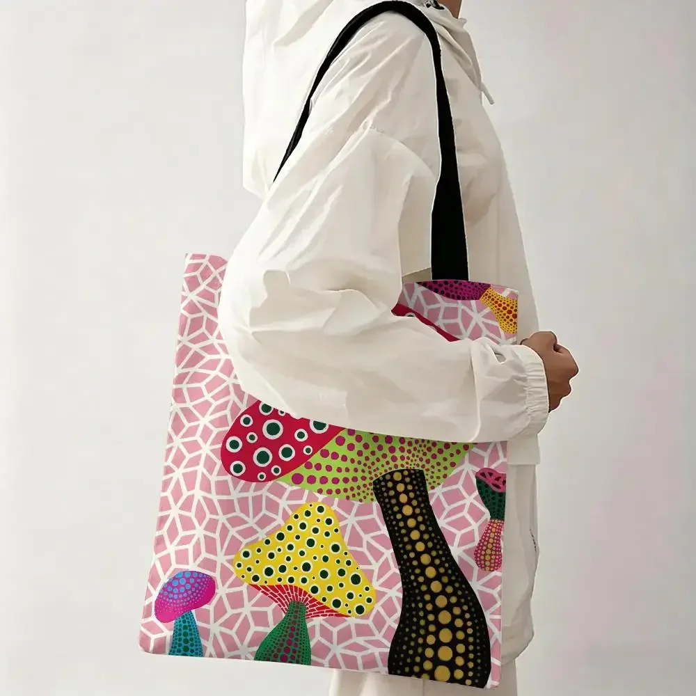 Y-Yayoi K-KusamaS Japan Art Storage Bags Storage Bags Canvas Tote Bag Large Capacity Shoulder Fashion Eco Shopping Handbag