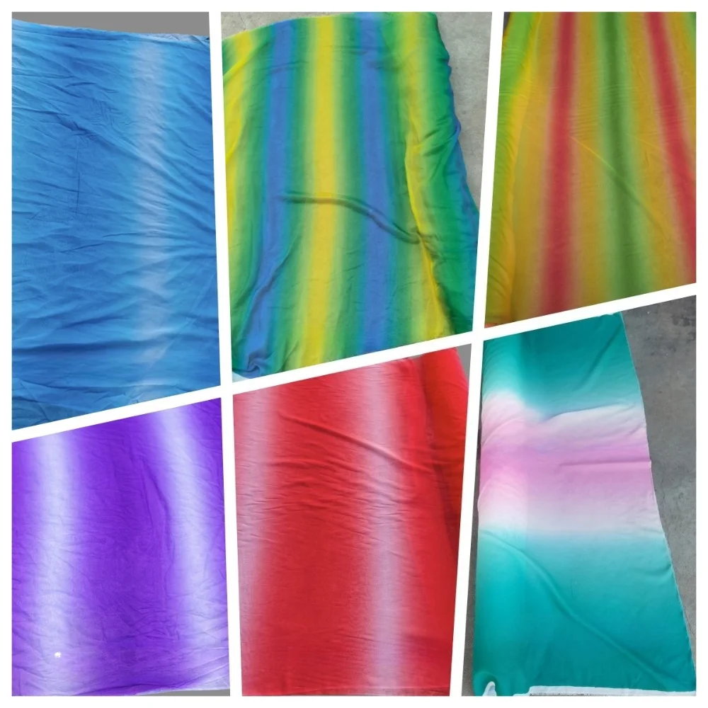 Gradient 30D Chiffon Fabric Dance Performance Costumes Photos Shawls Skirts Clothing Fabrics for Diy Sewing Cloth Per Meter