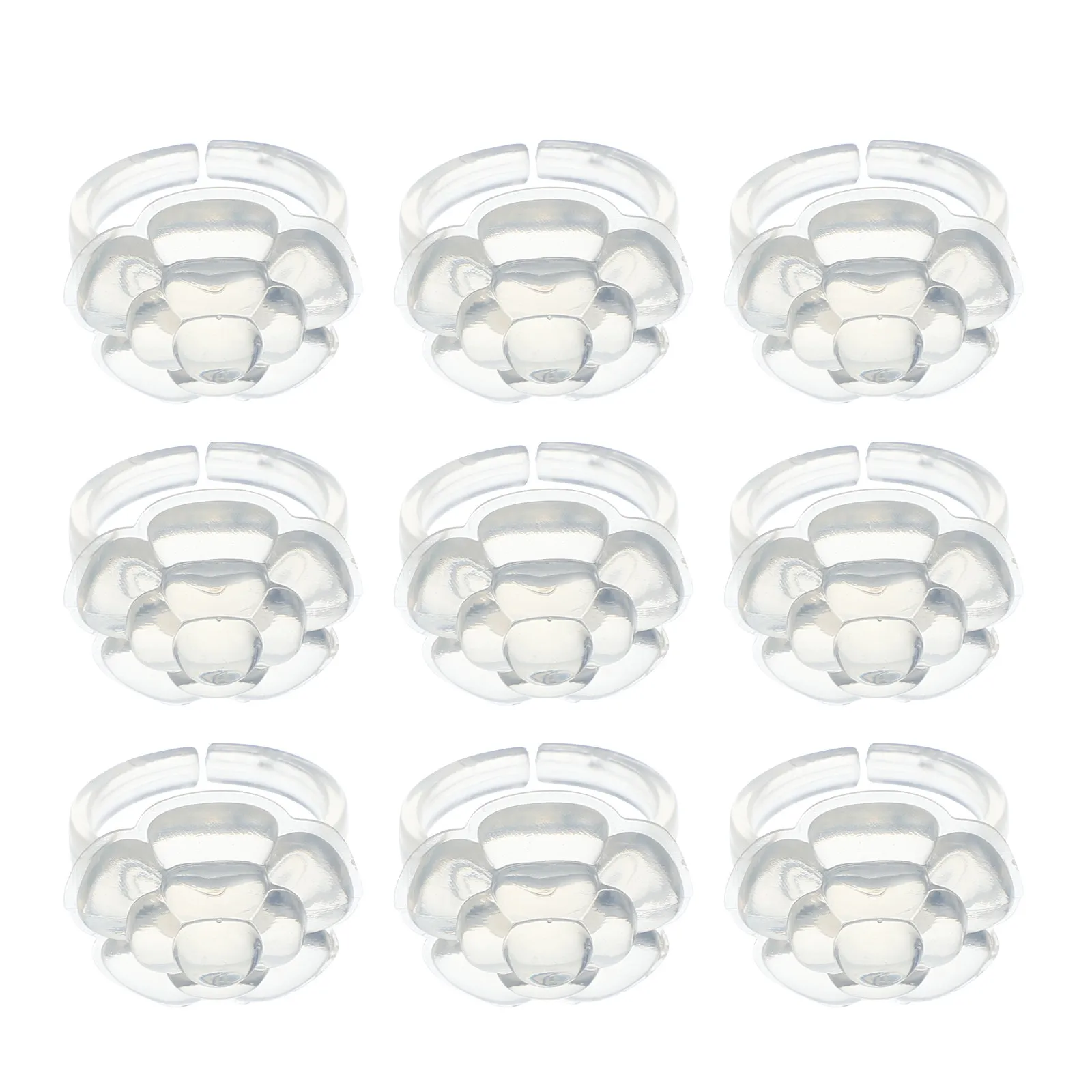 100Pcs Exquisite Flower Shape Nail Color Palette Ring Portable Finger Wearable Tray for Blending Nail Art Colors DIY Salon Use