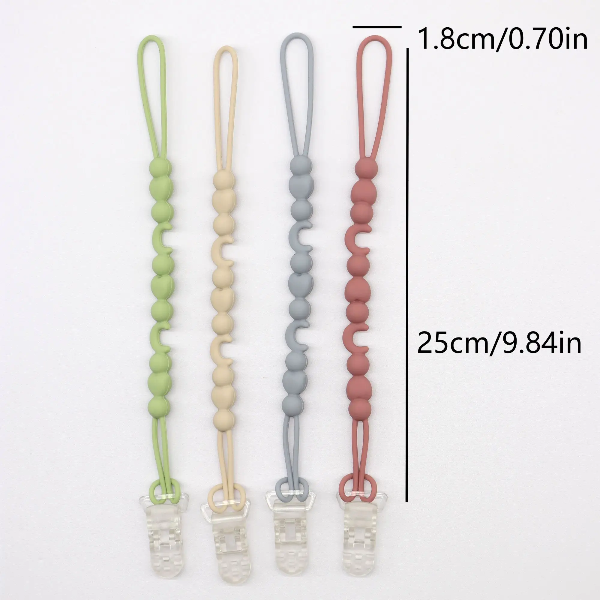 4-pack Baby Pacifier Chain with 4 Clips, Baby Pacifier Anti-fall Chain, Retractable Toy Chain, Baby Toys