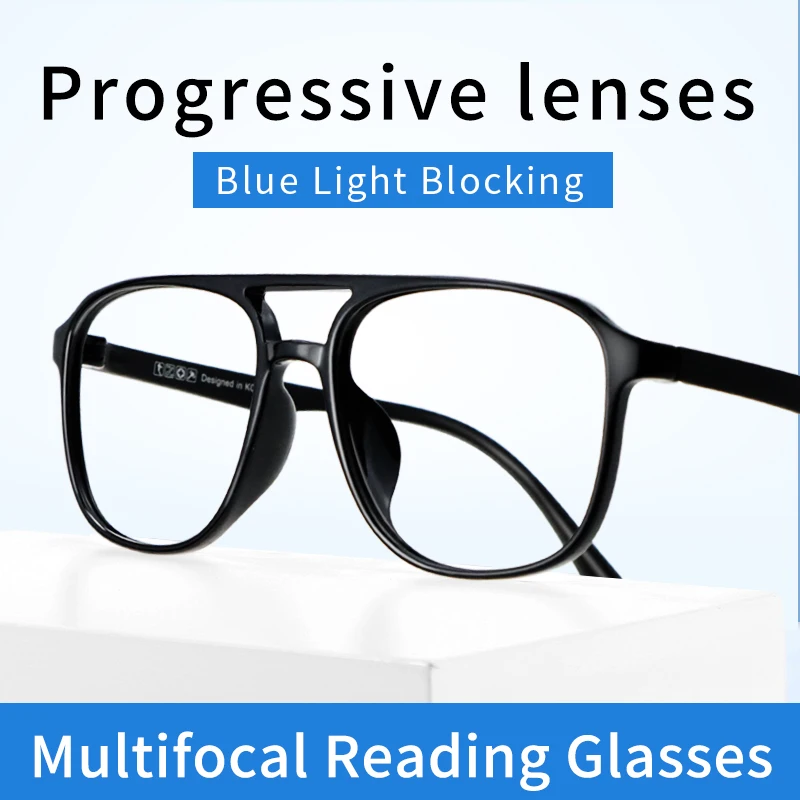 

Progressive Multifocus Anti Blue Light Aviator Reading Glasses for men Women TR90 Frame Computer Glasses Presbyopia Eyeglasses