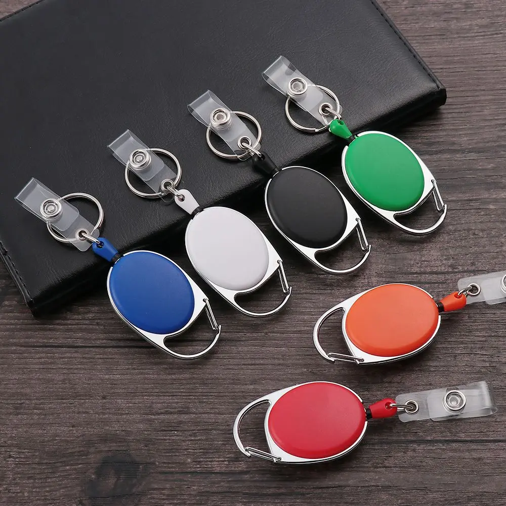 Durable Belt Clip Key Ring Chain Clips Badge Reel Retractable Pull Keychain ID Lanyard Name Tag Card Holder