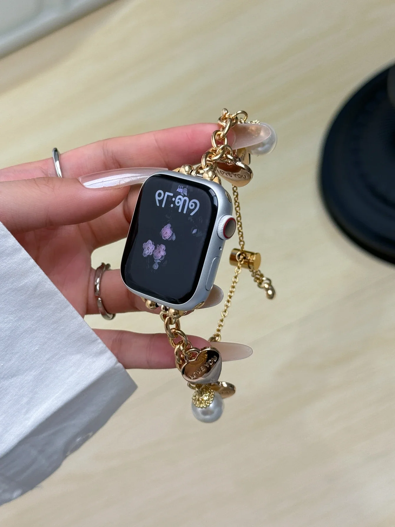 جديد القلب اللؤلؤ سوار ربط حزام ل سوار ساعة يد آبل للنساء 38 مللي متر 40 مللي متر 41 مللي متر 42 مللي متر 44 مللي متر 45 مللي متر 46 مللي متر 49 مللي متر