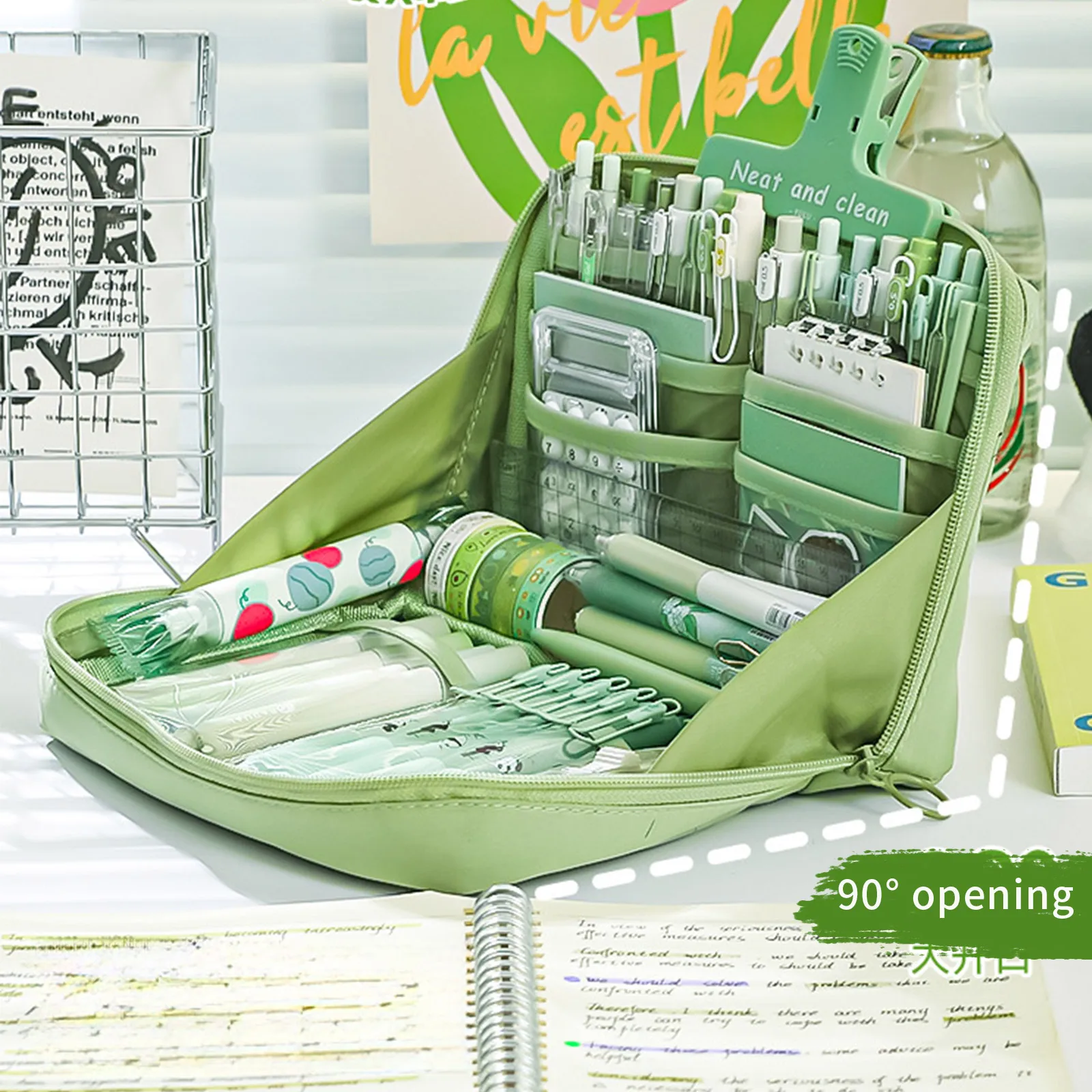 Clear Stationery Bag Itabag Pencil Case Large Capacity Mutiple Compartments Pencil Pouch for Office, School,Cosmetics