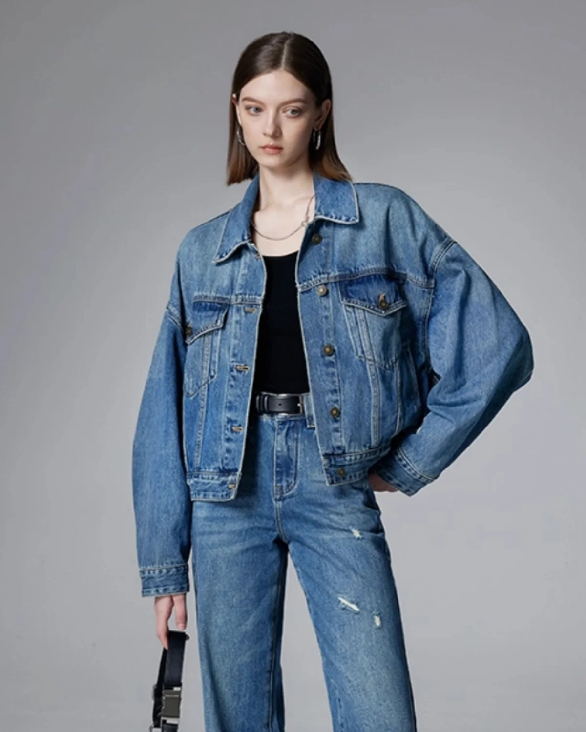 

Джинсовая куртка в стиле ретро, новый осенний стиль 2021, модная свободная повседневная куртка в корейском стиле с отложным воротником, топ