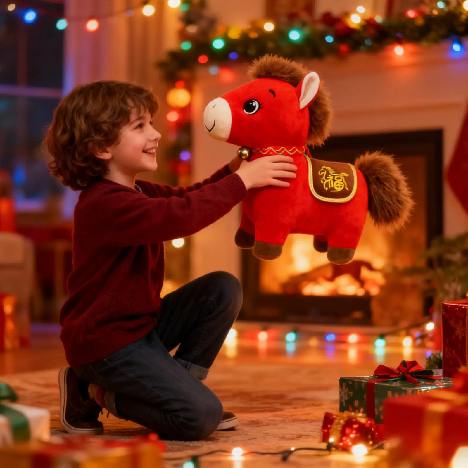 2026 الحصان محشوة الحيوان مريحة المعانقة دمية لطيف الحصان محشوة الحيوان لأصدقاء الأسرة عيد ميلاد عيد الميلاد الصيني #2