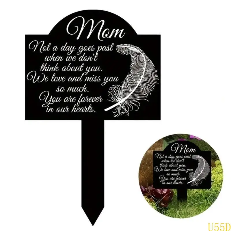 U55D Cemetery Memorial Cemetery Mom Dad Grave Marker Acrylic Stake for Indoor and Outdoor Use Memorial Graveside Sign